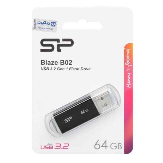 تصویر فلش مموری سیلیکون پاور مدل Blaze B02 USB3.2 ظرفیت 64 گیگابایت