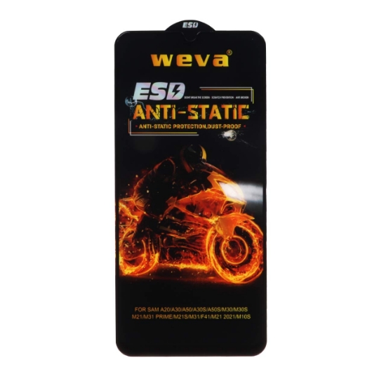 تصویر گلس گوشی Full Cover ESD Anti Satic - Weva برای Samsung A20/A30/A30S/A50/A50S/M10S/M21/M21S/M30/M30S/M31