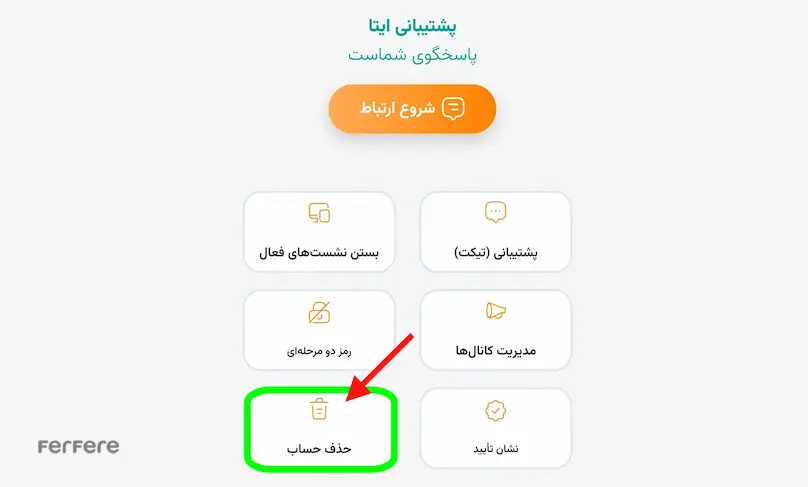 ورود به لینک دیلیت اکانت ایتا