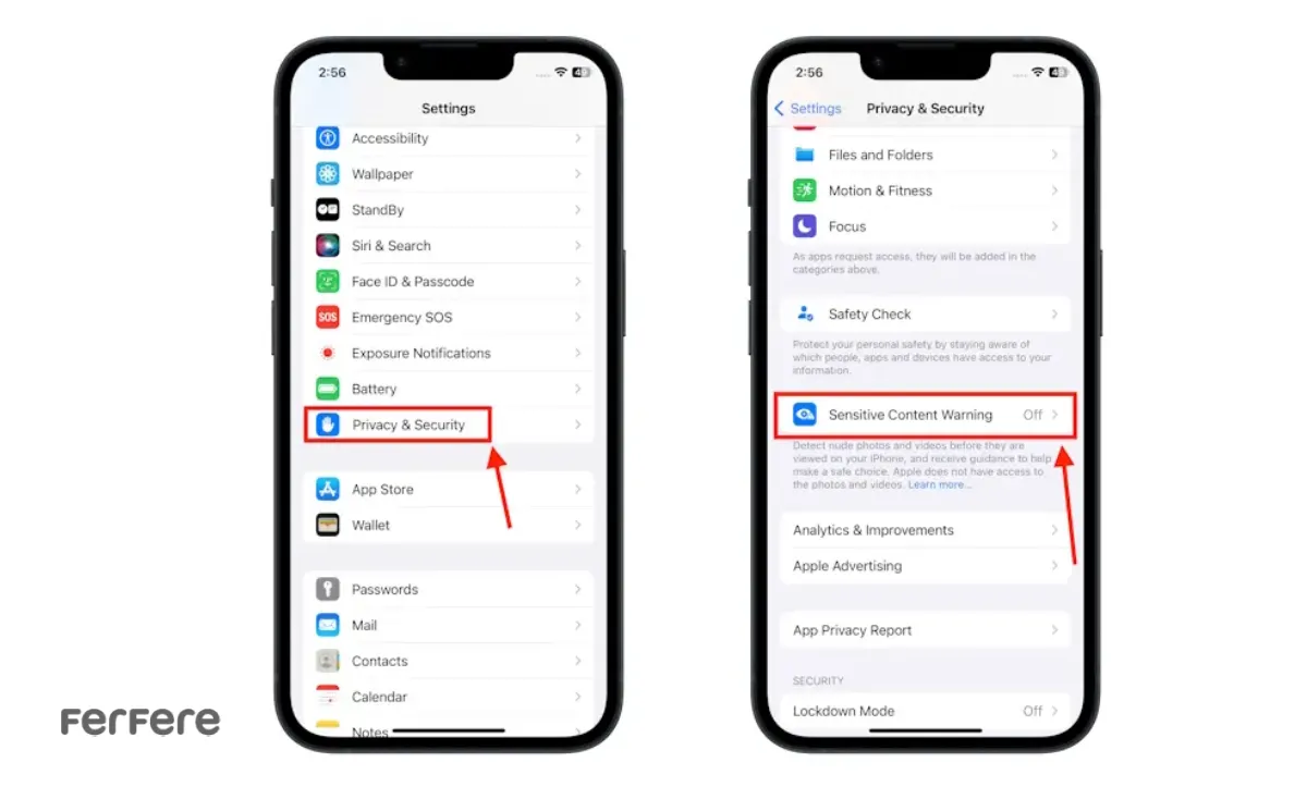 هشدار محتوای حساس در آیفون