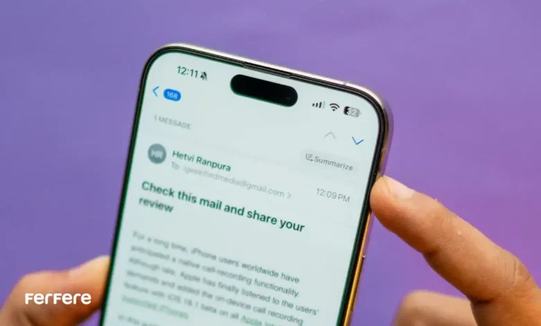 Apple Intelligence در اپ Mail آیفون