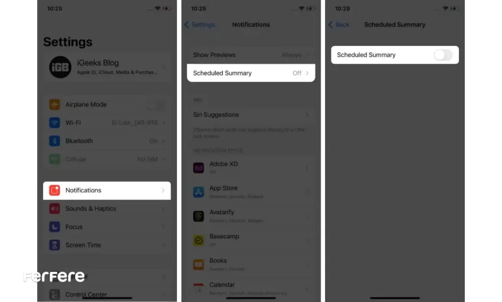 Notification Summary در آیفون