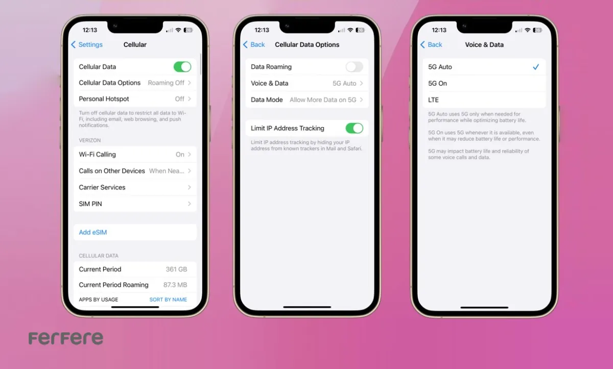 کار نکردن اینترنت دیتای آیفون در شبکه 5G