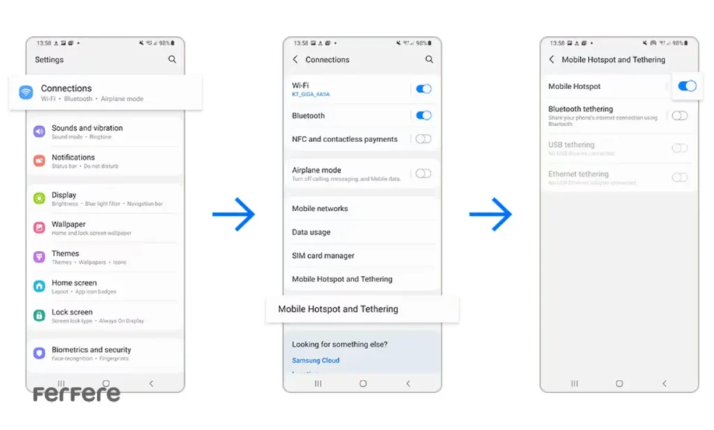 فعالسازی هات اسپات گوشی سامسونگ