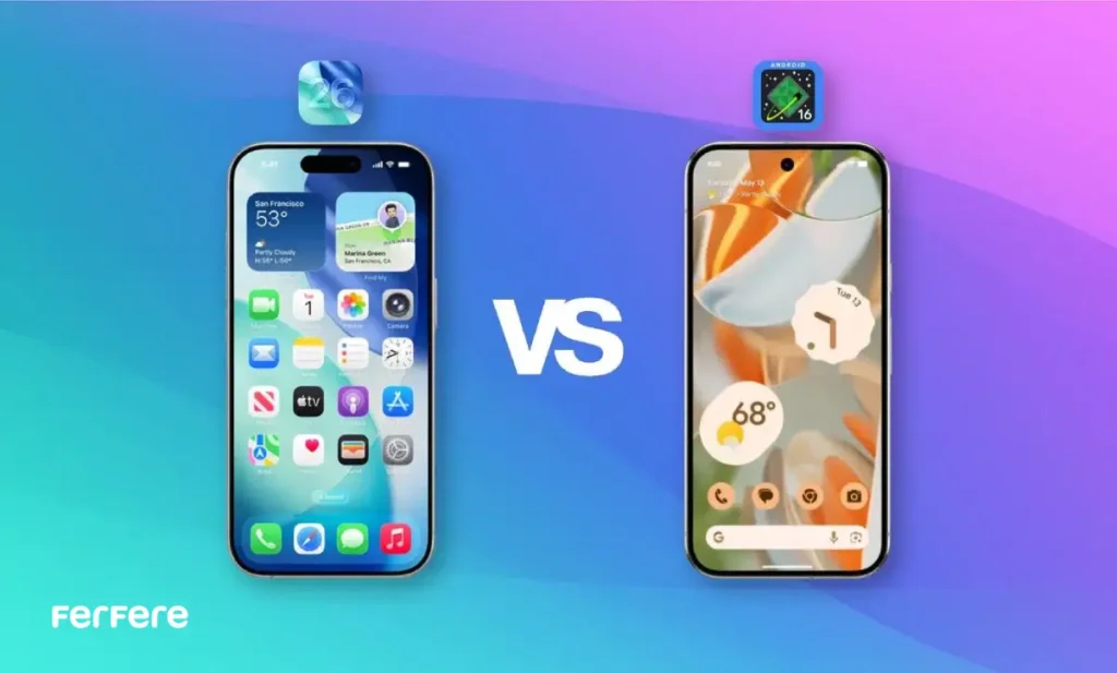 مقایسه ios 26 و اندروید 16