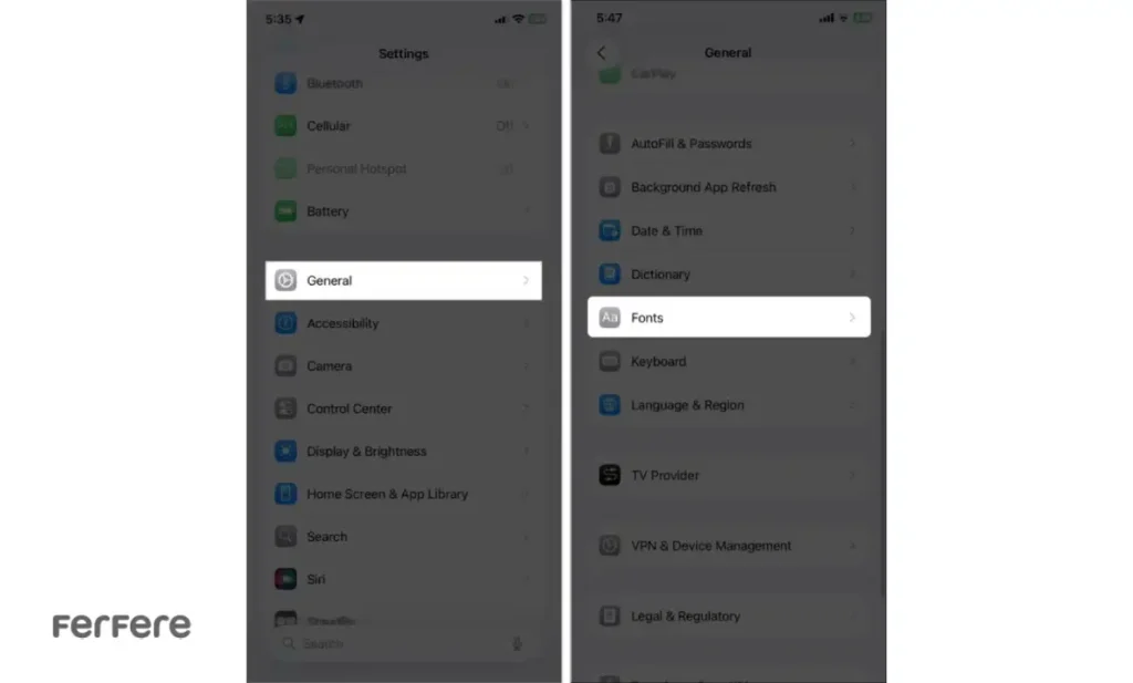 تغییر فونت آیفون