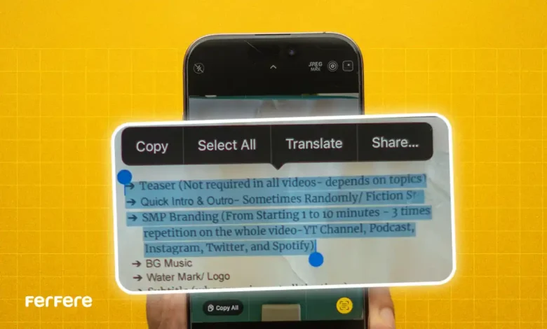 قابلیت Live Text در آیفون