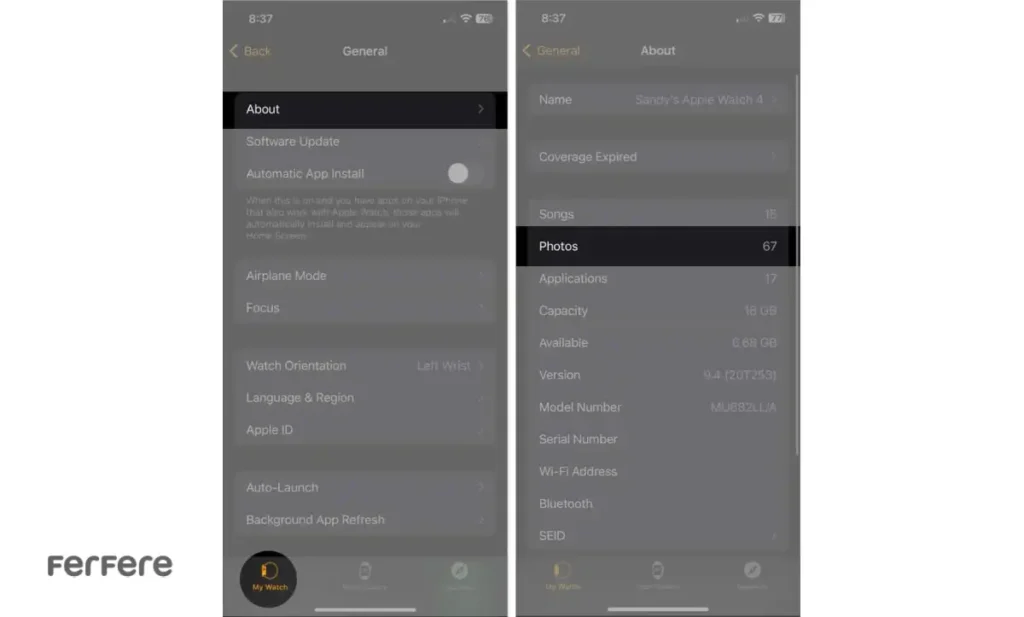 انتقال عکس از آیفون به اپل واچ