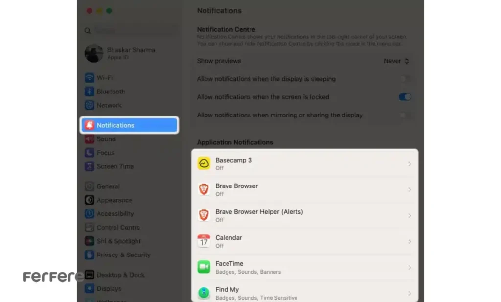 خاموش کردن نوتیفیکیشن آیفون روی مک بوک