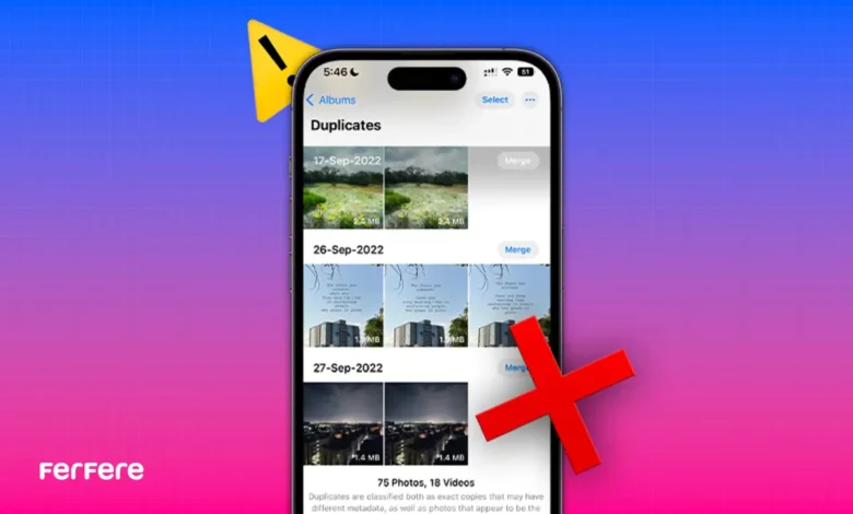 حذف عکس های تکراری آیفون