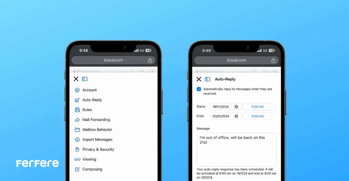 تنظیم پاسخ خودکار ایمیل آیفون
