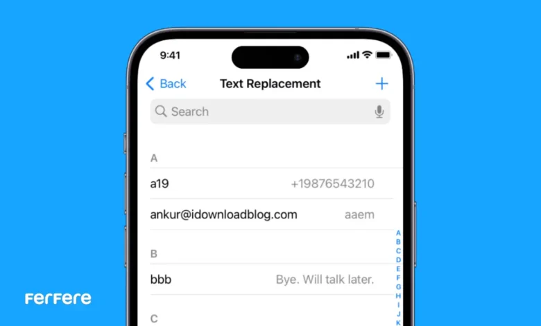 Text Replacement آیفون آیپد مک