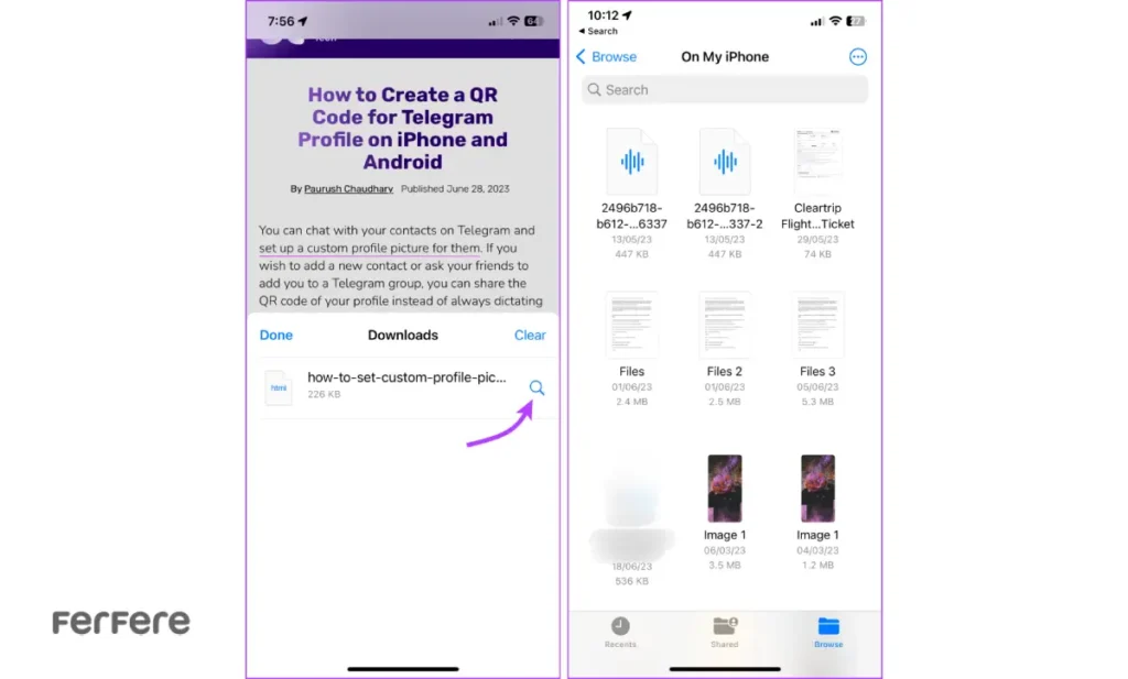 مدیریت دانلودها در Safari آیفون