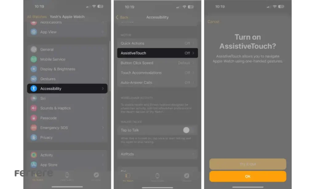 فعالسازی AssistiveTouch در اپل واچ