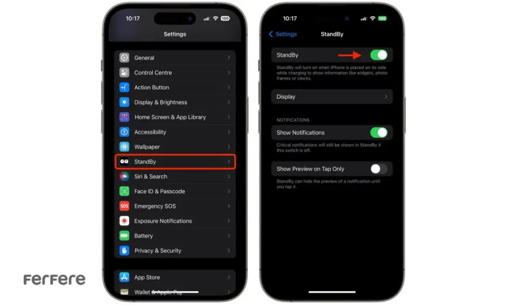 حالت StandBy آیفون