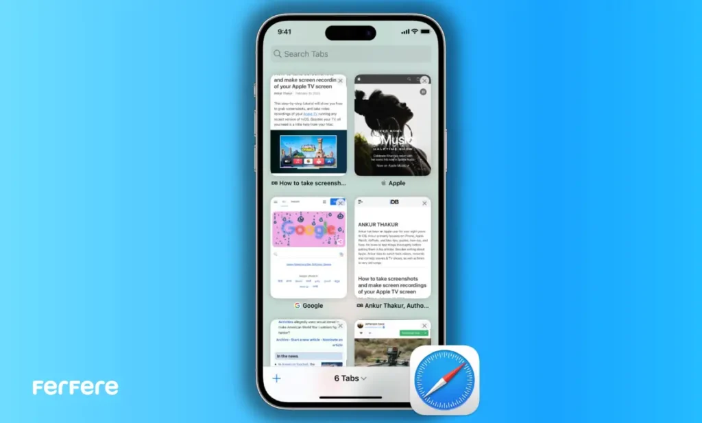 بازیابی تب های بسته شده Safari