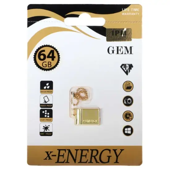 تصویر فلش مموری ایکس-انرژی مدل Golden Gem USB2.0 ظرفیت 64 گیگابایت