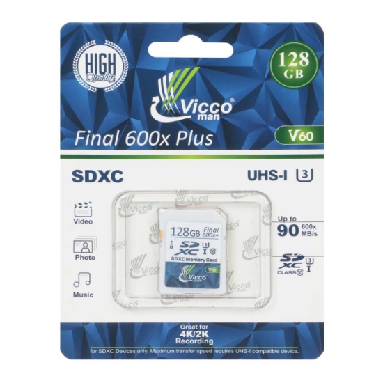 تصویر کارت حافظه SDHC ویکو من مدل Final 600X کلاس 10 استاندارد سرعت 90MBps ظرفیت 128 گیگابایت