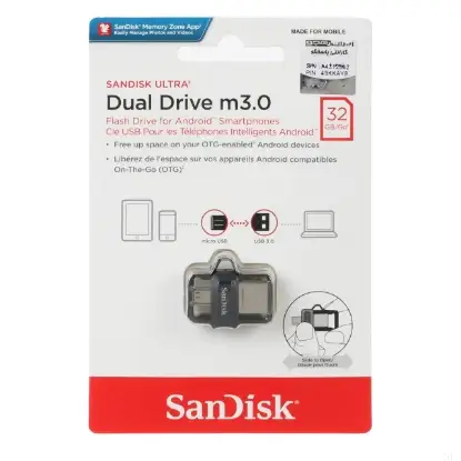 تصویر فلش مموری سن دیسک مدل Ultra Dual Drive M3.0 OTG USB3.0 ظرفیت 32 گیگابایت