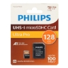 تصویر کارت حافظه microSDHC فیلیپس مدل Ultra Pro کلاس 10 U3 سرعت 100MB/sو ظرفیت 128 گیگابایت به همراه آداپتور SD