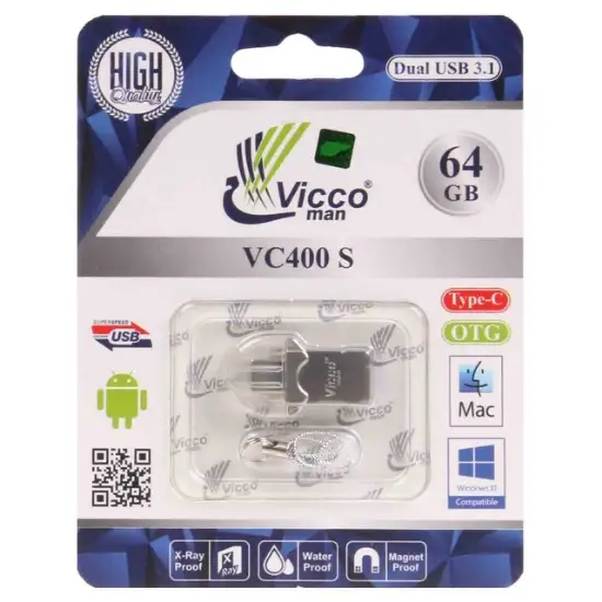 تصویر فلش مموری ویکومن مدل VC400 S USB3.1 Type-c OTG ظرفیت 64 گیگابایت