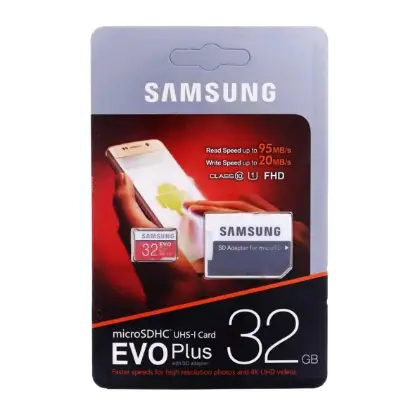 نمایش جزئیات کارت حافظه سامسونگ microSDHC مدل Evo Plus کلاس 10 استاندارد UHS-I U1 سرعت 95MBps همراه با آداپتور SD ظرفیت 32 گیگابایت