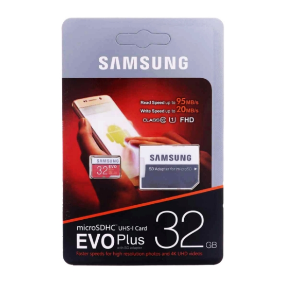 تصویر کارت حافظه سامسونگ microSDHC مدل Evo Plus کلاس 10 استاندارد UHS-I U1 سرعت 95MBps همراه با آداپتور SD ظرفیت 32 گیگابایت