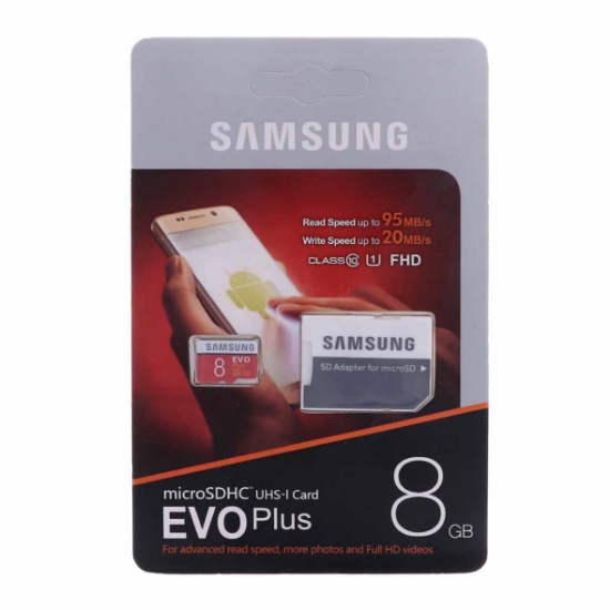 تصویر کارت حافظه سامسونگ microSDHC مدل Evo Plus کلاس 10 استاندارد UHS-I U1 سرعت 95MBps همراه با آداپتور SD ظرفیت 8 گیگابایت