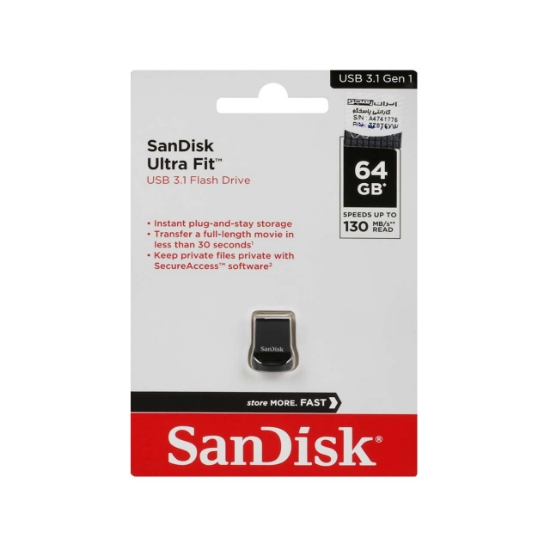 تصویر فلش مموری سن دیسک مدل Ultra Fit USB3.1 ظرفیت 64 گیگابایت
