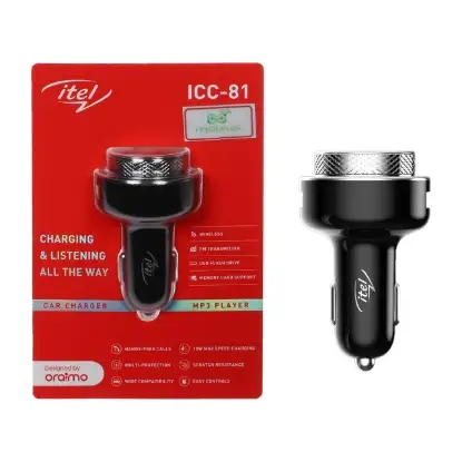 نمایش جزئیات شارژر فندکی و پخش کننده بلوتوثی دو پورت itel مدل ICC-81