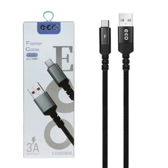تصویر کابل تبدیل USB به Type-C اکو مدل A80 طول 1 متر