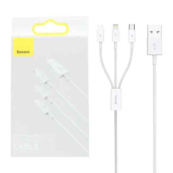 تصویر کابل تبدیل USB به لایتنینگ / MicroUSB / USB-C باسئوس مدل CAMLTYS-02 طول 1.5 متر