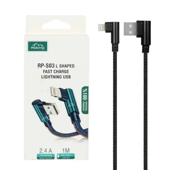 تصویر کابل تبدیل USB به lightning مدل RP-S03 L طول 1متر