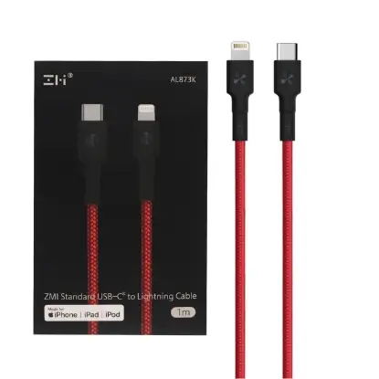 نمایش جزئیات کابل تبدیل USB-C به لایتنینگ زد ام آی مدل AL873K طول 1 متر
