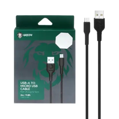 نمایش جزئیات کابل تبدیل USB به micro USB گرین لاین مدل GNCMC2BK طول 3 متر