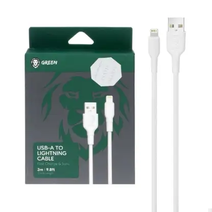 نمایش جزئیات کابل تبدیل USB به Lightning گرین لاین مدل GNCIPH2WH طول 3 متر