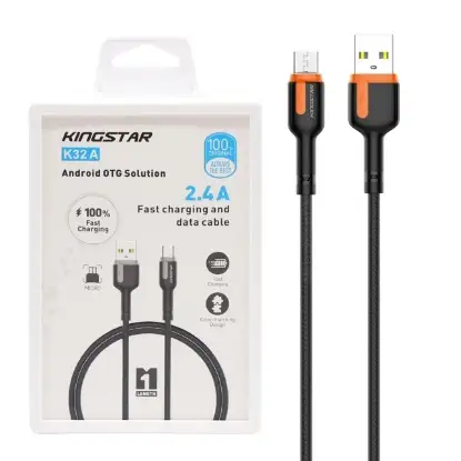 نمایش جزئیات کابل تبدیل USB به microUSB کینگ استار مدل K32A طول 1 متر