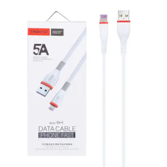 تصویر کابل تبدیل USB به lightning ترانیو مدل S8-I طول 1متر