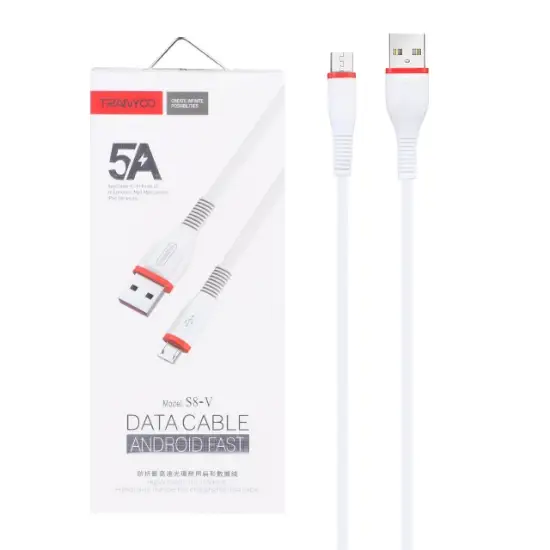 تصویر کابل تبدیل USB به microUSB ترانیو مدل S8-V طول 1 متر