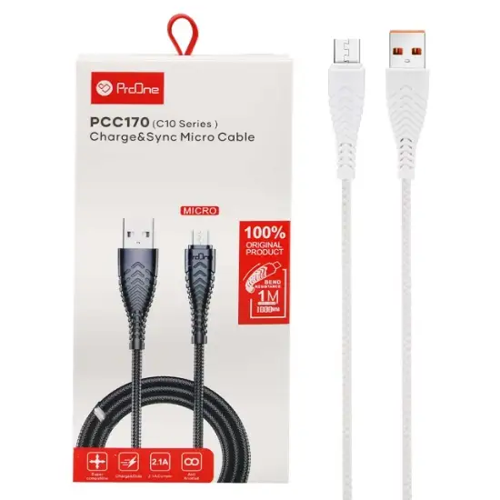 تصویر کابل تبدیل USB به microUSB پرووان مدل PCC170(C10) طول 1 متر