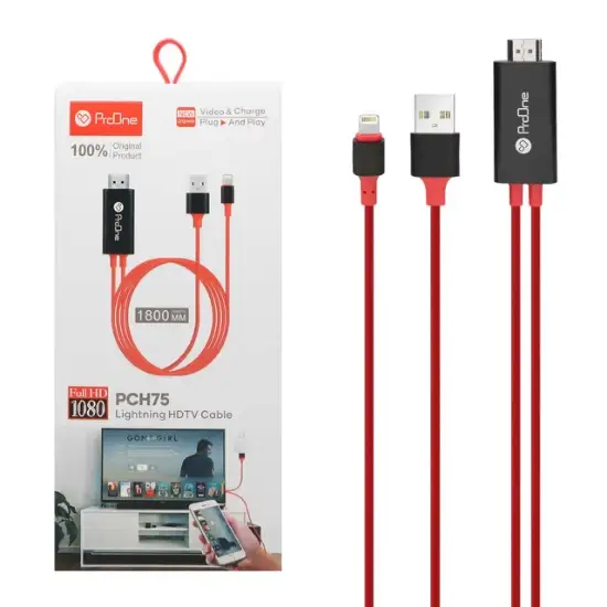 تصویر کابل تبدیل لایتنینگ به HDMI پرووان مدل PCH75 طول 1.8 متر