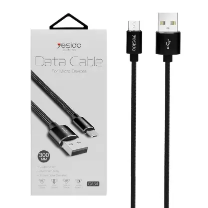 نمایش جزئیات کابل تبدیل USB به microUSB یسیدو مدل CA54 طول 0.30 متر