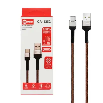 نمایش جزئیات کابل تبدیل USB به USB-C میلر مدل CA-1232 طول 1 متر