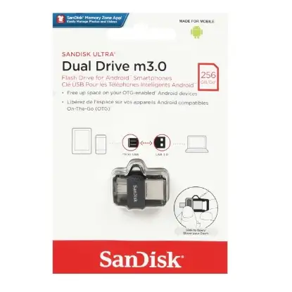 تصویر فلش مموری سن دیسک مدل Ultra Dual Drive M3.0 OTG USB3.0 ظرفیت 256 گیگابایت