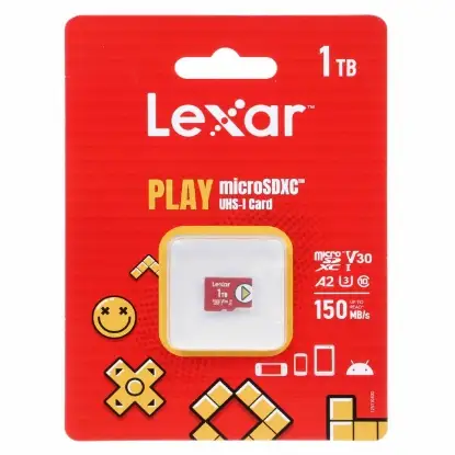 نمایش جزئیات کارت حافظه microSDXC لکسار مدل PLAY کلاس 10 U3 استاندارد UHS-I سرعت 150MBps ظرفیت 1 ترابایت