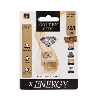 تصویر فلش مموری ایکس-انرژی مدل Golden Gem USB3.0 ظرفیت 128 گیگابایت