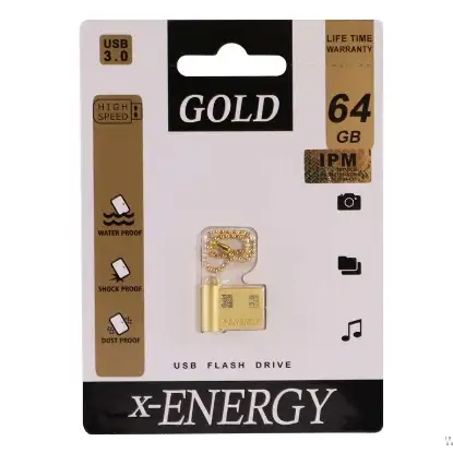 تصویر فلش مموری ایکس-انرژی مدل Gold USB3.0 ظرفیت 64 گیگابایت