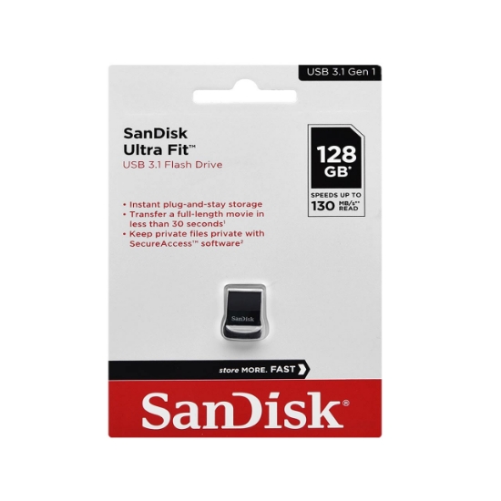تصویر فلش مموری سن دیسک مدل Ultra Fit USB3.1 ظرفیت 128 گیگابایت