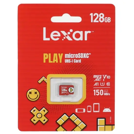 تصویر کارت حافظه microSDXC لکسار مدل PLAY کلاس 10 استاندارد UHS-I سرعت 150MBps ظرفیت 128 گیگابایت