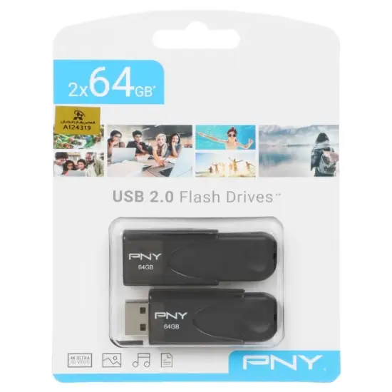 تصویر فلش مموری پی ان وای مدل ATT4×2 USB2.0 ظرفیت 64 گیگابایت